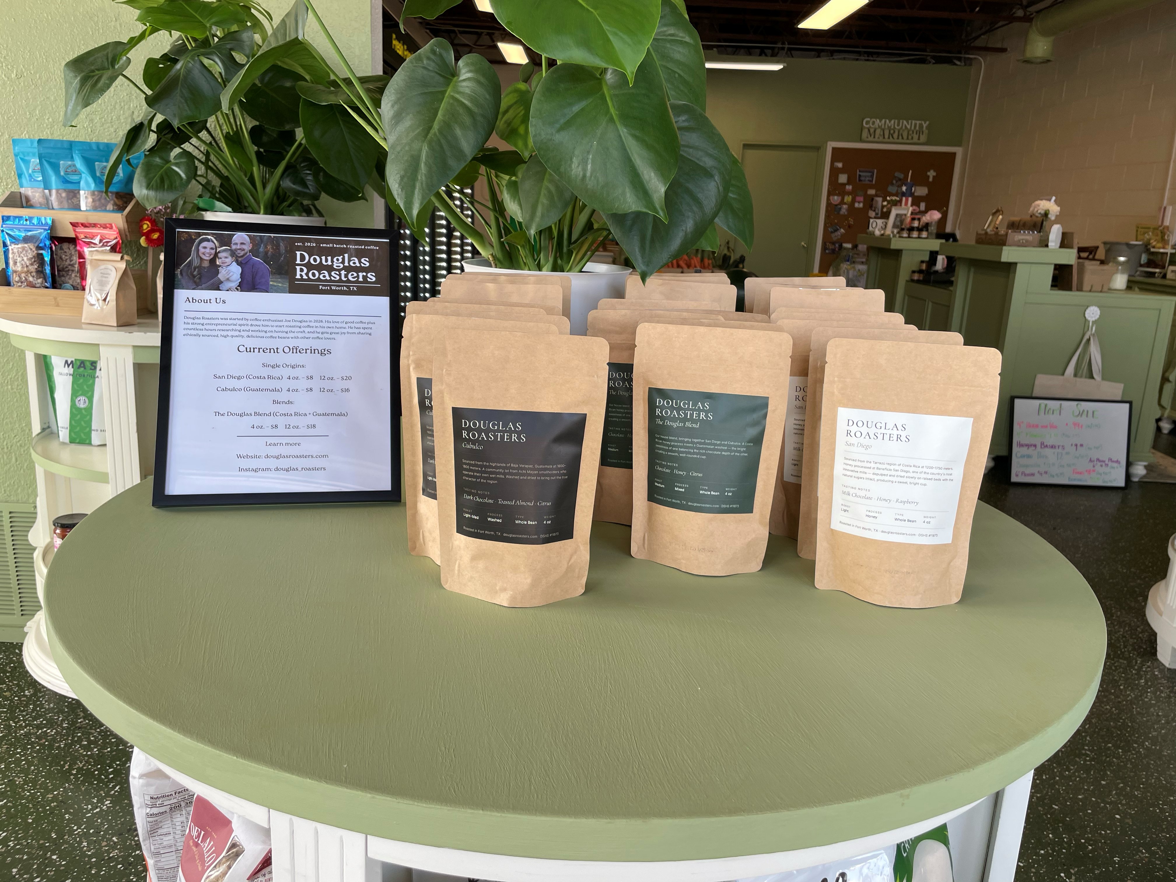 Douglas Roasters coffee display at The Market at Race Street